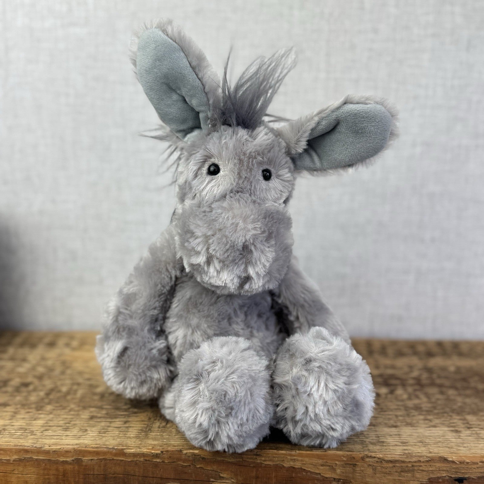 Laura Ashley Donkey Plushie Soft Toy - Textured Grey Floppy Beanie Donkey