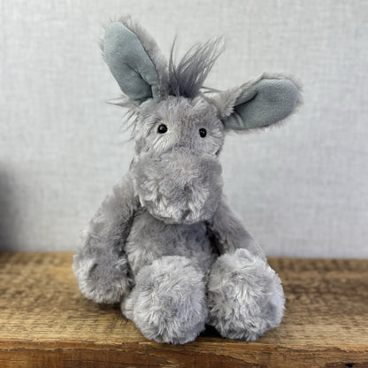 Laura Ashley Donkey Plushie Soft Toy - Textured Grey Floppy Beanie Donkey