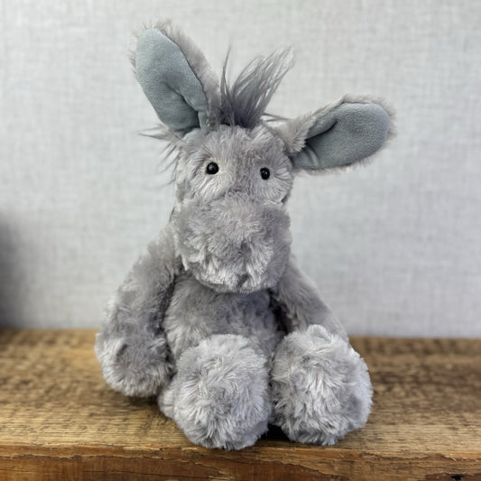 Laura Ashley Donkey Plushie Soft Toy - Textured Grey Floppy Beanie Donkey