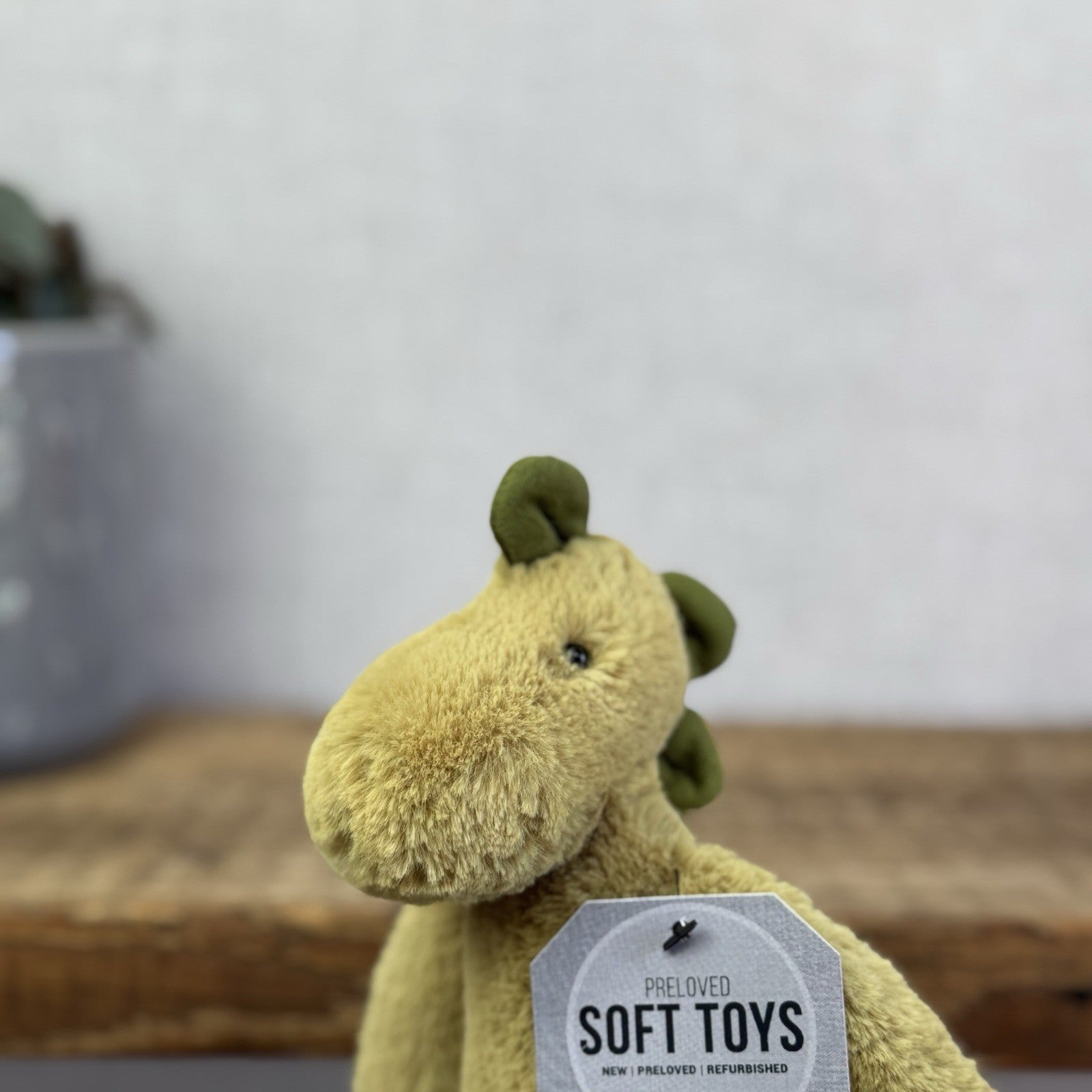 Jellycat Small Bashful Dinosaur - Light Olive Green Dinosaur Beanie Plush 8"