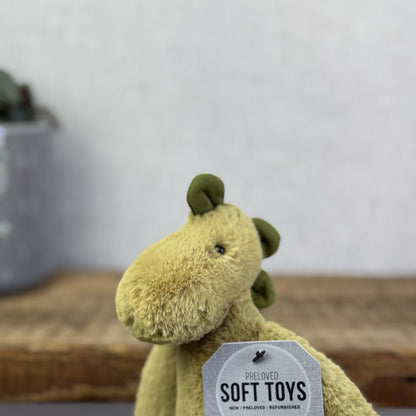Jellycat Small Bashful Dinosaur - Light Olive Green Dinosaur Beanie Plush 8"