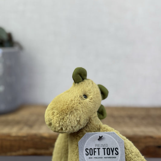 Jellycat Small Bashful Dinosaur - Light Olive Green Dinosaur Beanie Plush 8"