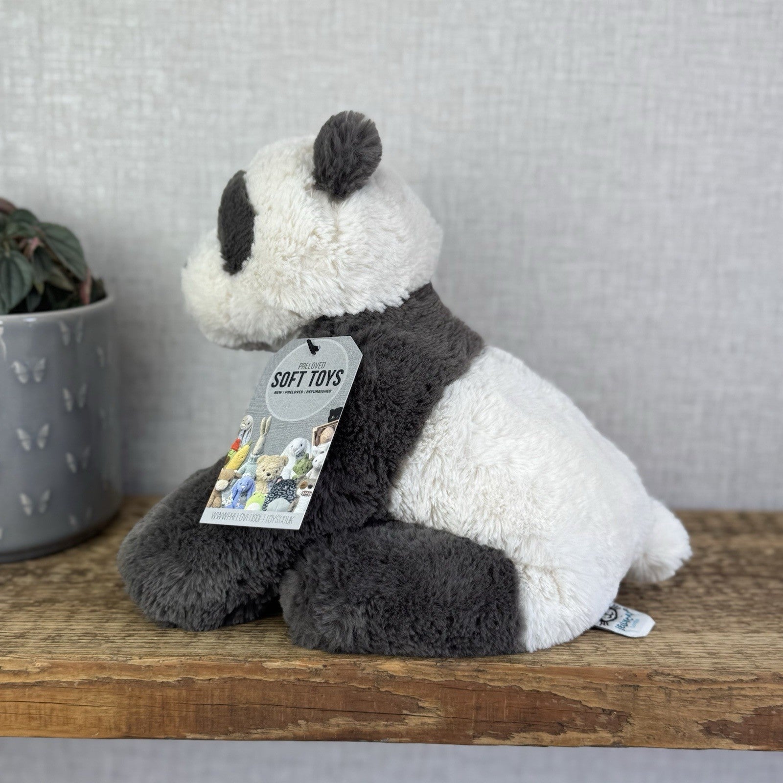 Jellycat Medium Huggady Panda - Floppy Panda Beanie Plush Soft Toy Retired 10"
