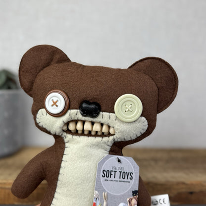 Fuggler Teddy Bear Nightmare Funny Ugly Monster Brown Mr Buttons Rare Retired