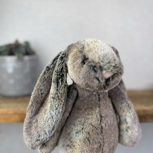 Jellycat Medium Bashful Woodland Bunny - Woodland Grey/brown Rabbit 12”
