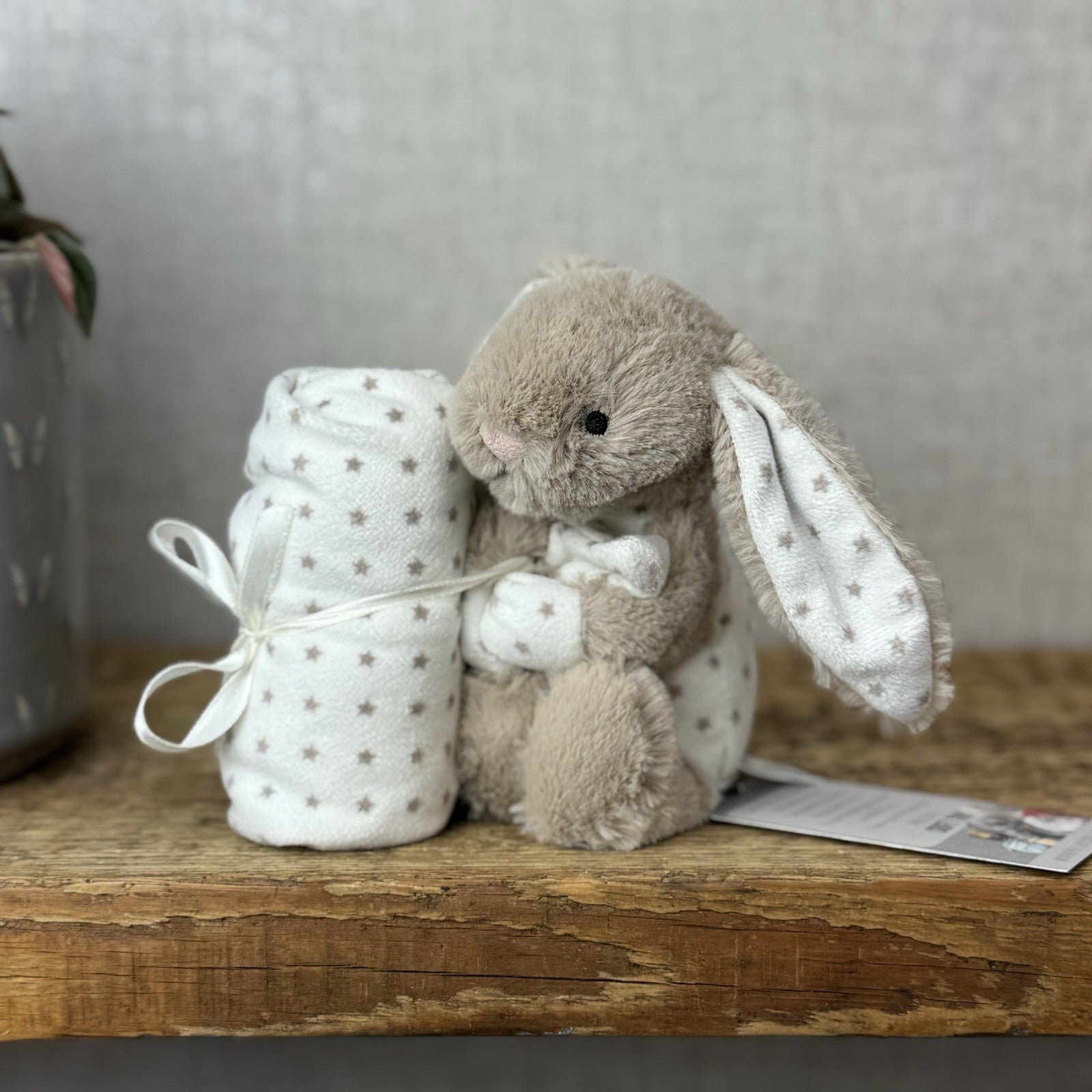 Jellycat Bashful Star Bunny  Soother - Beige/White Star Blanket Bunny Comforter