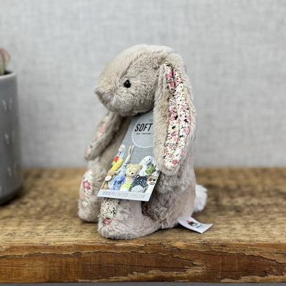 Jellycat Small Bea Beige Blossom Bashful Bunny - Floral Feet/Ear Brown Rabbit 8”