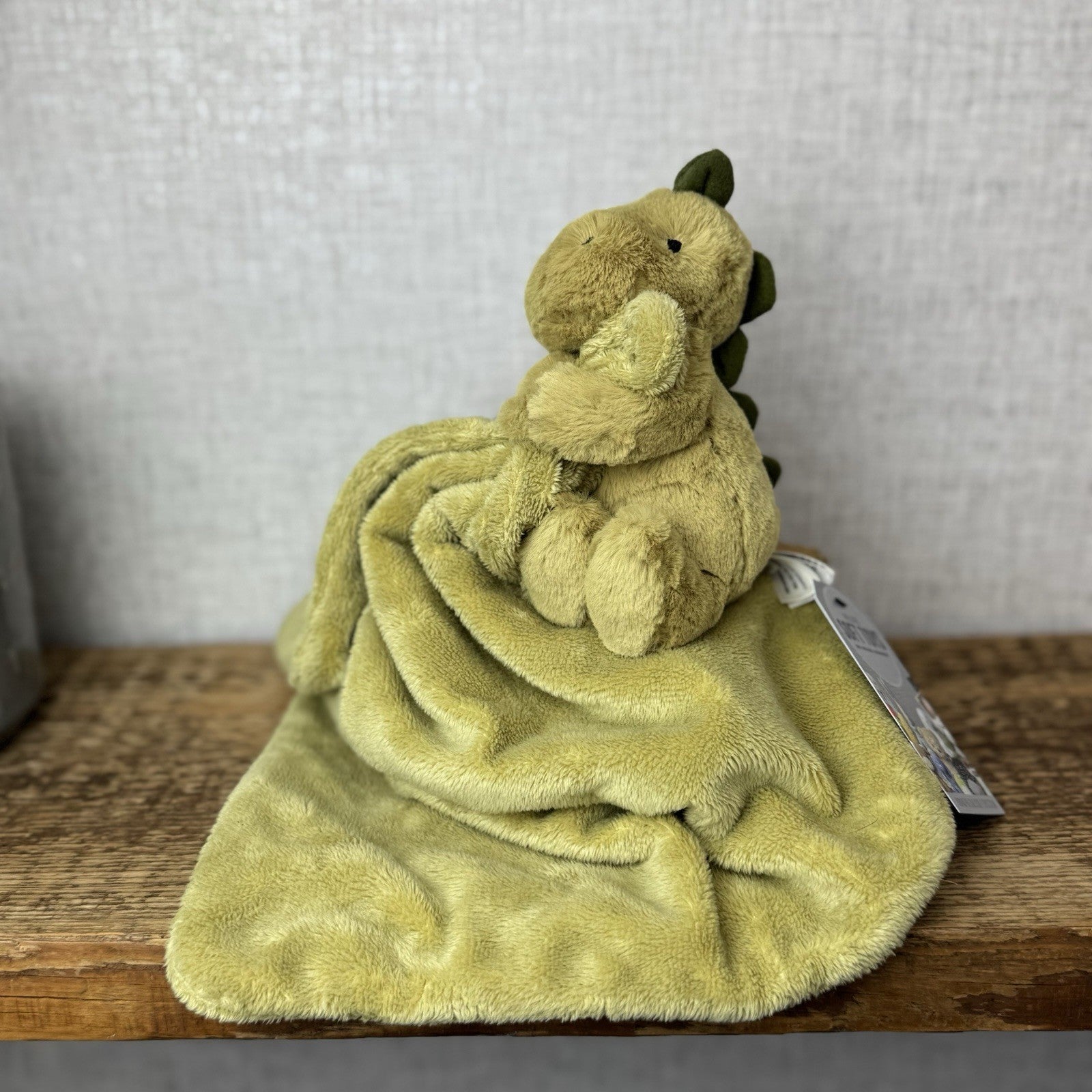 Jellycat Green Bashful Dinosaur Blanket - Colder Blanket Soft Soother Retired