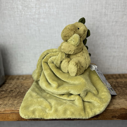 Jellycat Green Bashful Dinosaur Blanket - Colder Blanket Soft Soother Retired