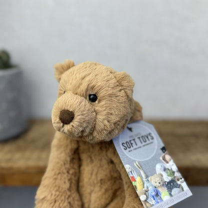 Jellycat Small Cecil Bear - Small Sitting Brown Bear Beanie Plush Retired 8"