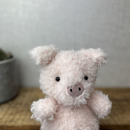 Jellycat Little Pig - Fluffy Pink Piglet Soft Toy Small Curly Fur Retired 7"