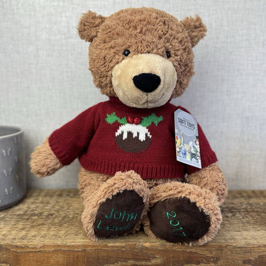 John Lewis Christmas Pudding Jumper 2017 Bear  (John Lewis Collab) Jellycat 18"