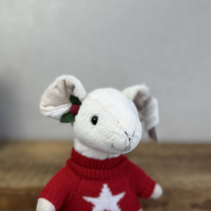Jellycat Merry Mouse With Jumper - Christmas Soft Toy Retired New With Tags 8"