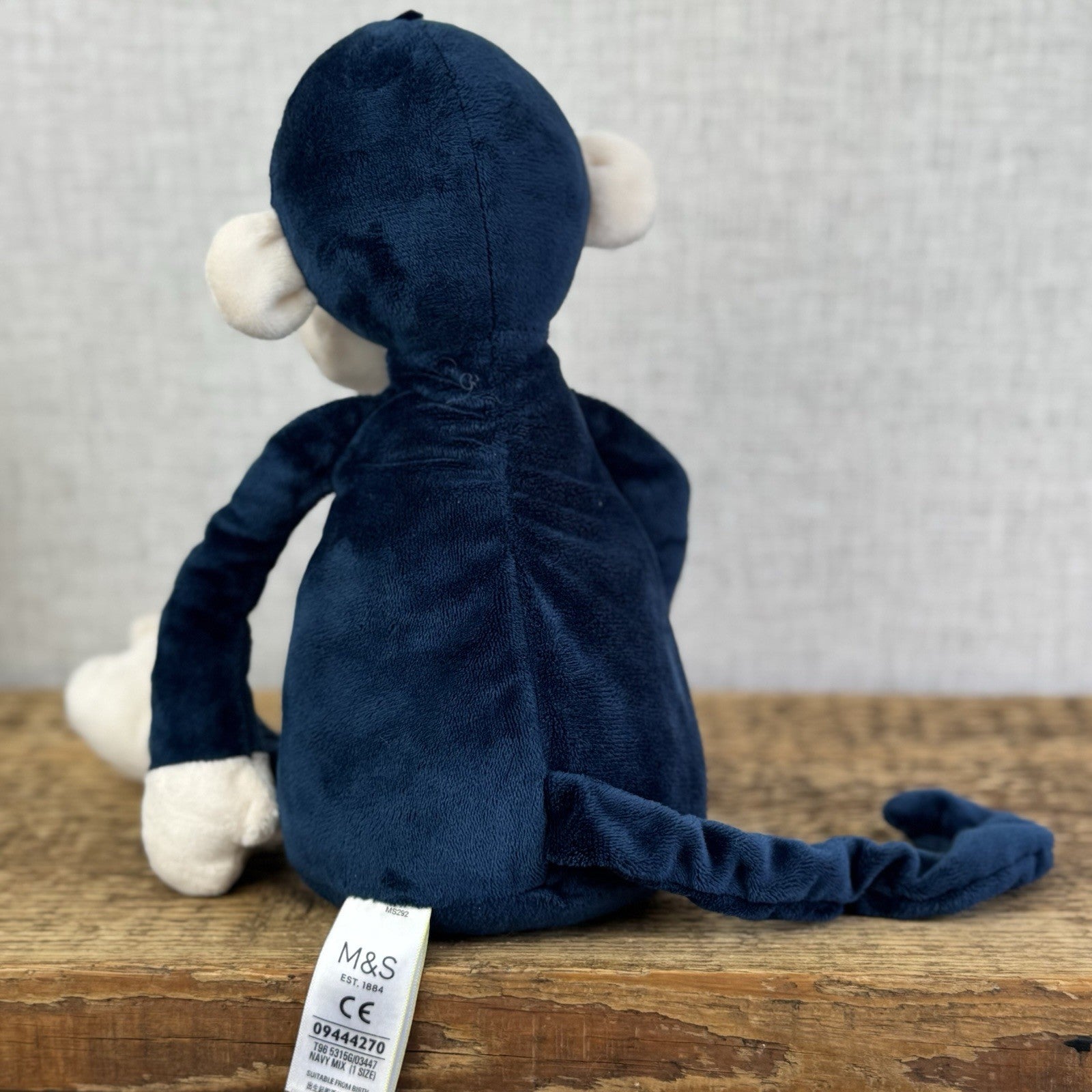 Marks & Spencers Soft Toy Monkey Chime - Navy Monkey Soft Toy Retired 09444270