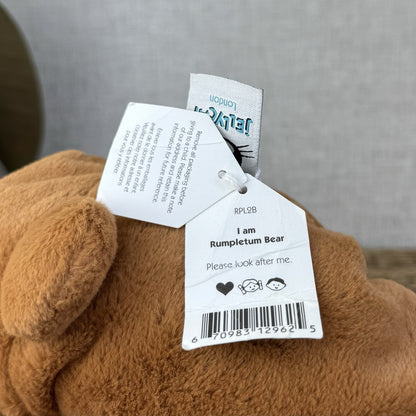 Jellycat Rumpletum Bear - Brown Suede Bear Soft Toy Beanie Retired Medium 14"