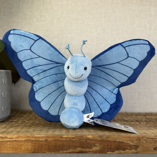 Jellycat Iris Breezy Butterfly - Blue Butterfly Plush Display Beanie Rare 8"