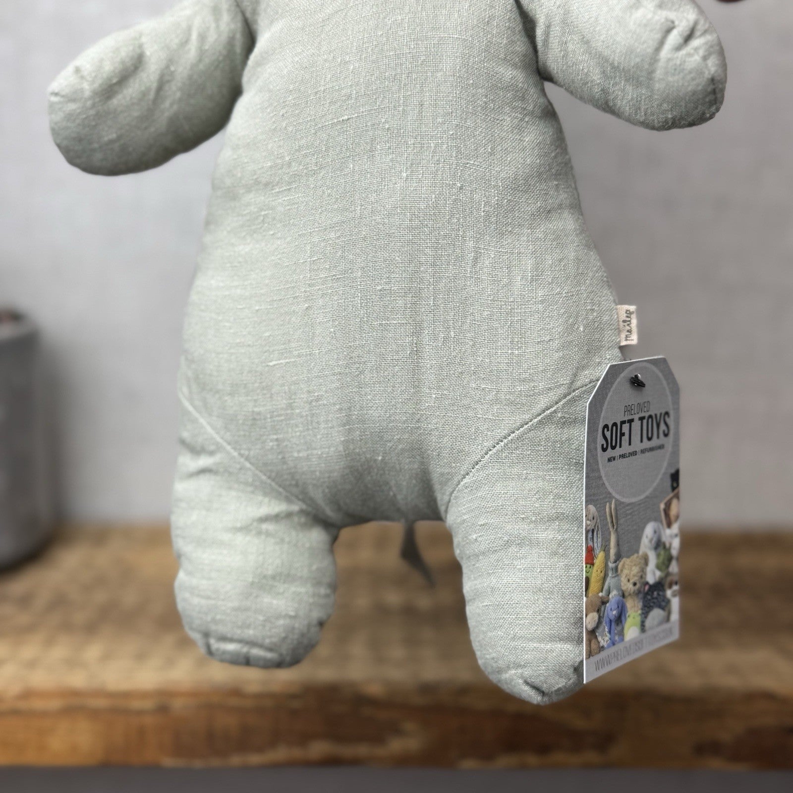 Maileg Safari Friends Medium Elephant - Iron Grey - Grey Beanie Linen Elephant