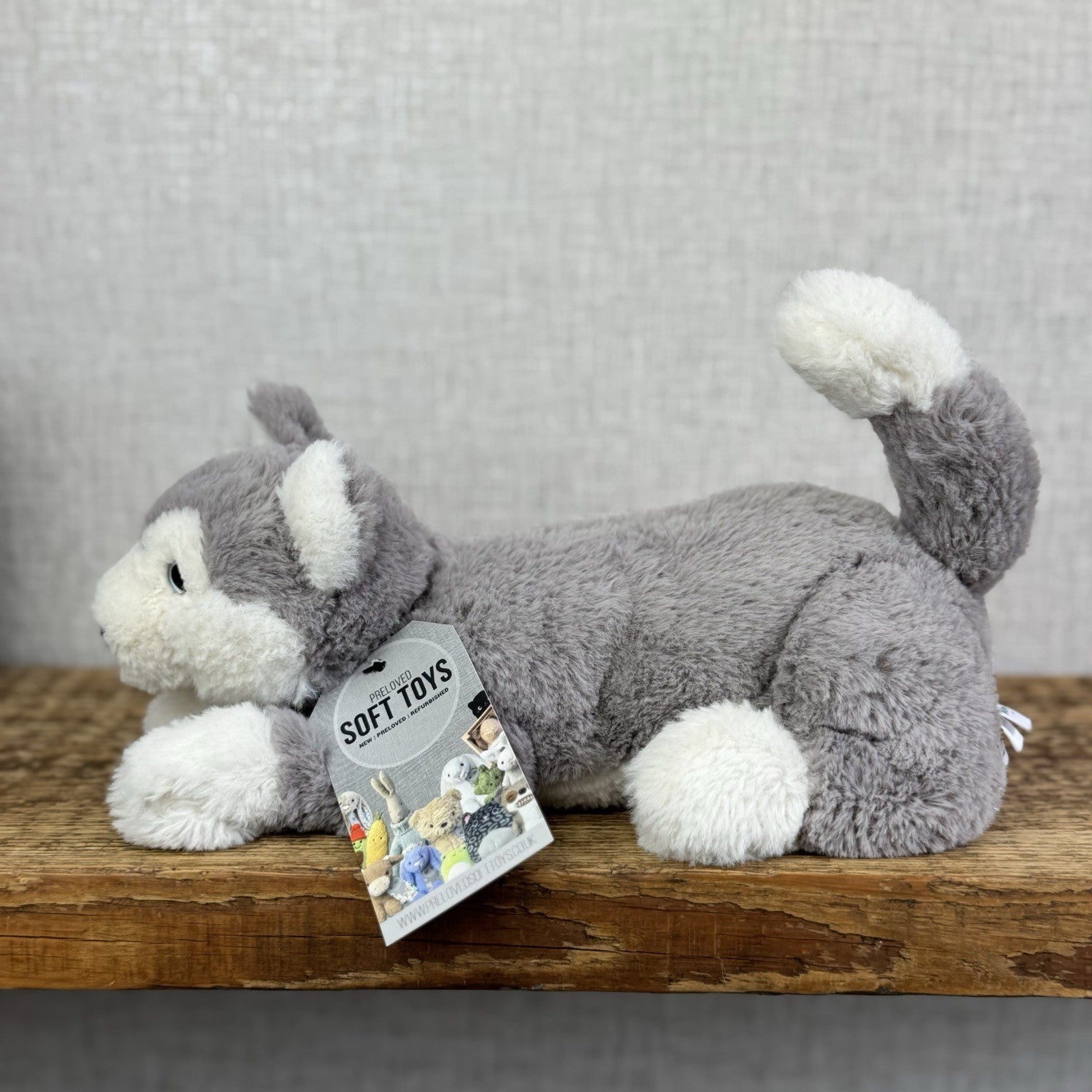 Jellycat Small Hudson Husky - Grey Laying Husky Beanie Soft Toy Retired 11"