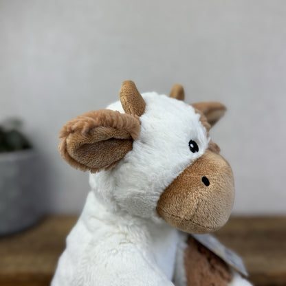 Marks & Spencers Beanie Tan/White Cow Soft Toy New Without Tags Plush Cow 11"