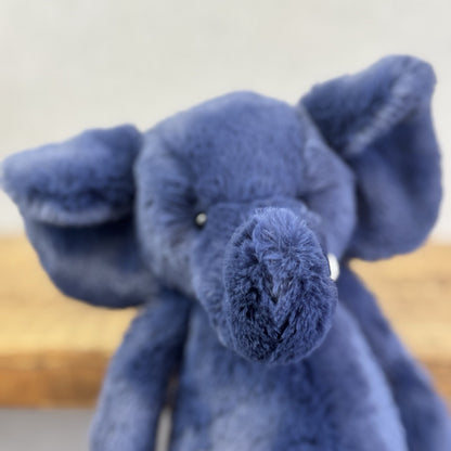 Jellycat Medium Bashful Navy Blue Elephant - Medium Blue With Tusks 12” BNWT