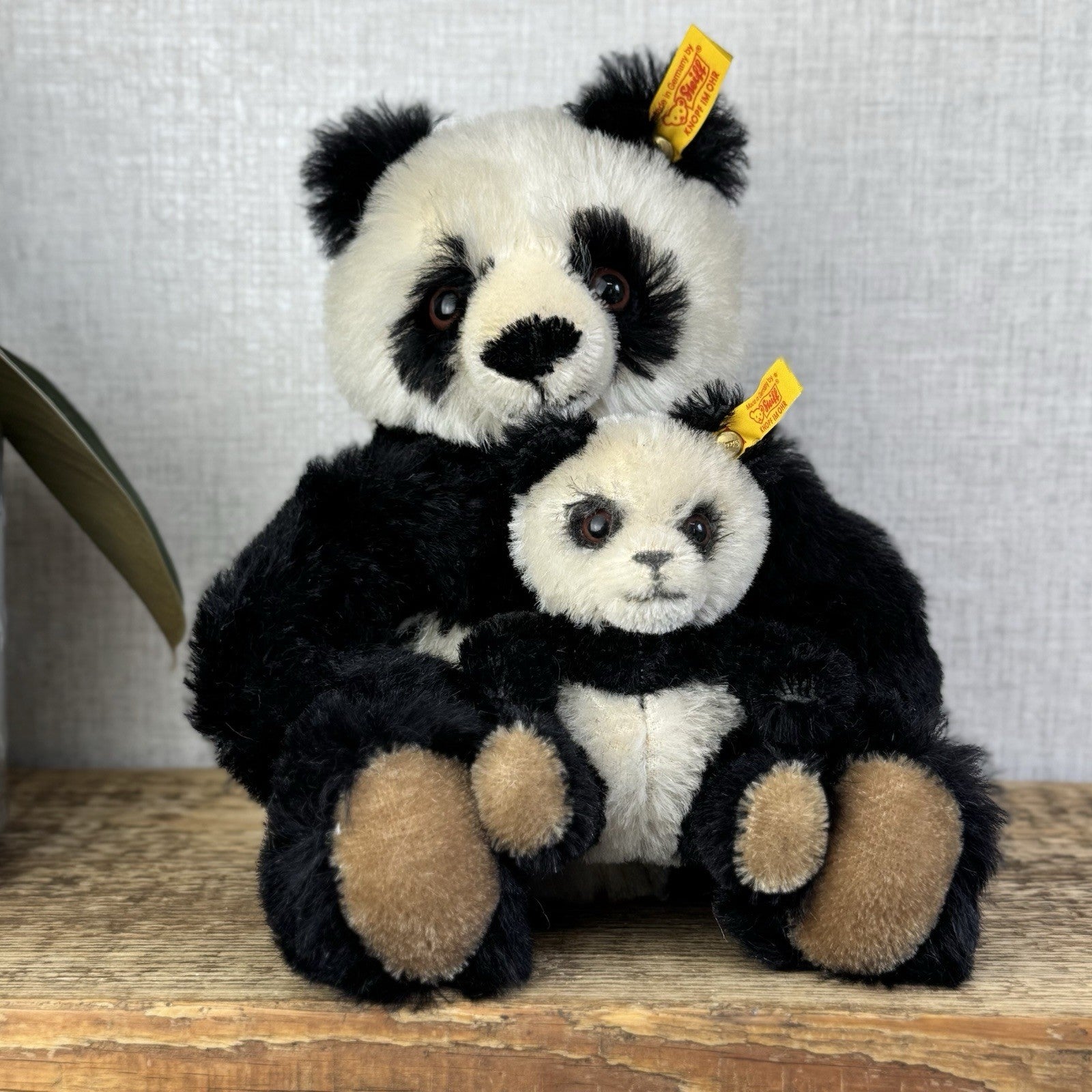 Steiff Vintage Panda Bear & Baby - Mohair Panda Rare Small 660818 Collector Item