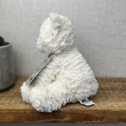 Jellycat Medium Fuddlewuddle Kitty - White Textured Sitting Cat Beanie Plush 8”