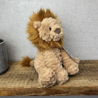 Jellycat Medium Fuddlewuddle Lion - Textured Sitting Lion Beanie Soft Toy 9”