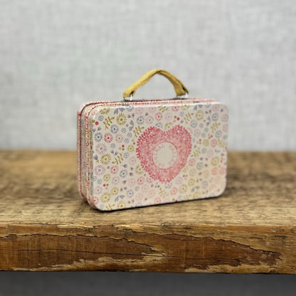 Maileg Little Miss Diva Suitcase Tin BNWOT - Pink Floral Mini Tin Collectible