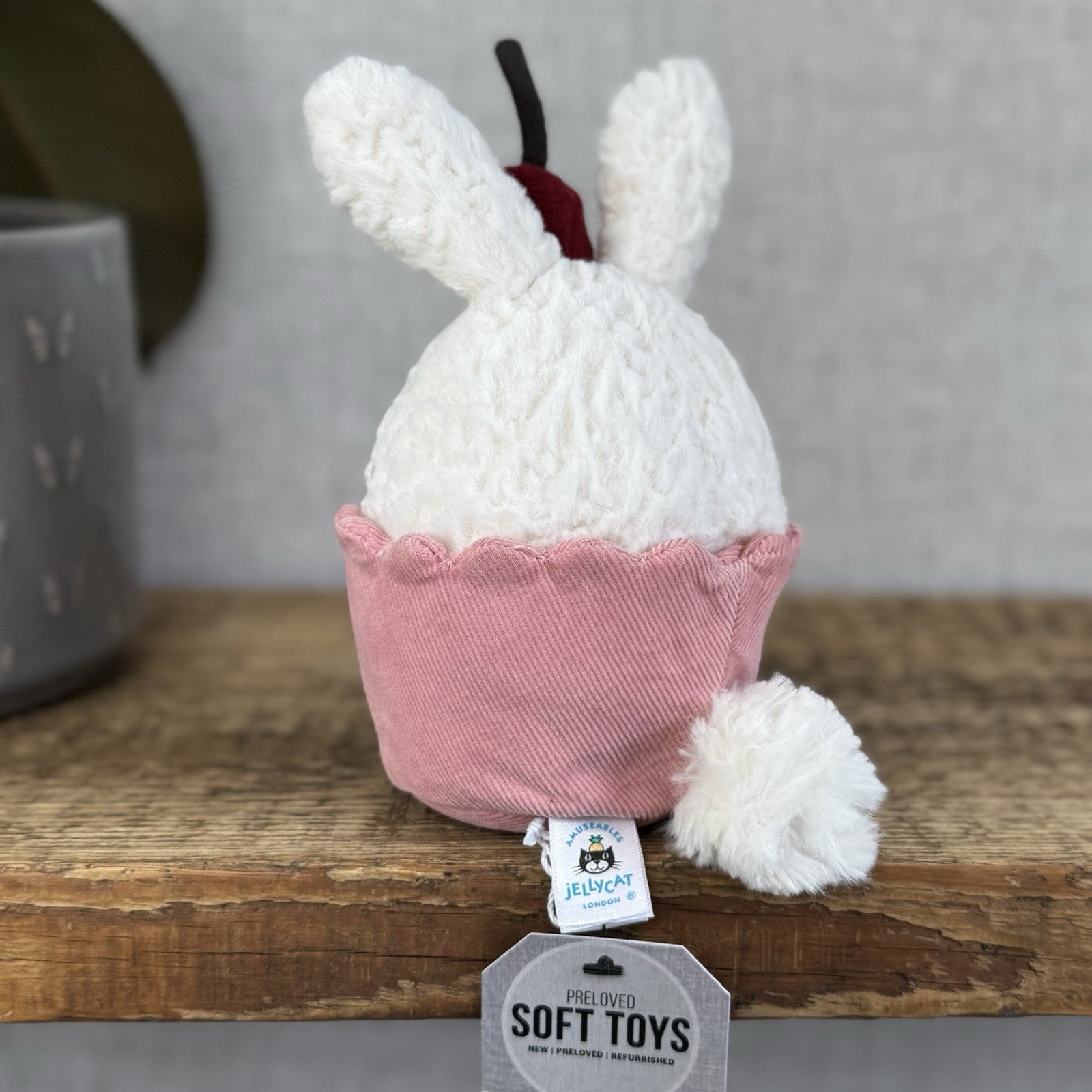 Jellycat Dainty Dessert Bunny Cupcake - Cute Bunny Cupcake Soft Toy Beanie 7”
