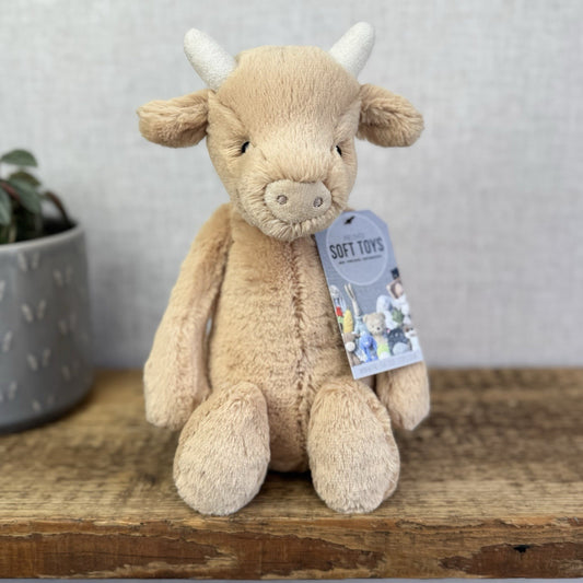 Jellycat Bashful Cow - Tan Golden Brown Cow Medium Soft Toy Retired 12"