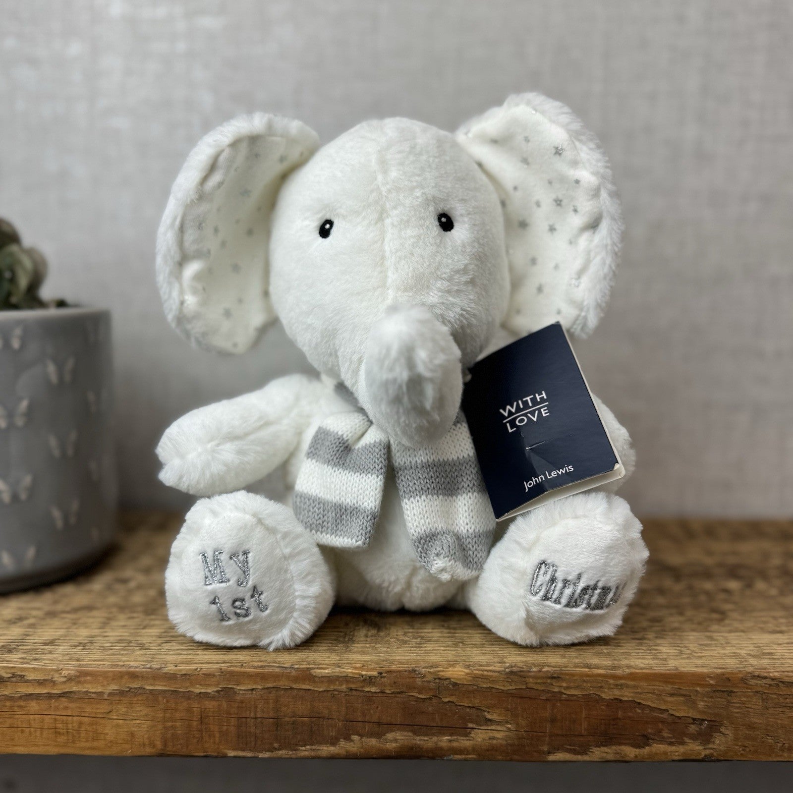 John Lewis (Jellycat Collab) My First Christmas Eelephant Soft Toy Beanie NWT 9"