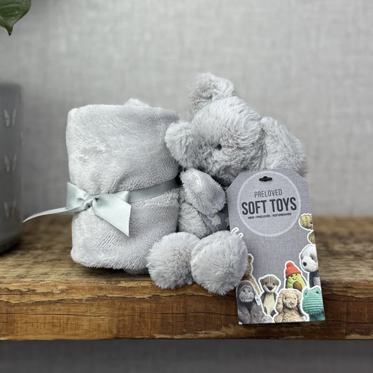 Jellycat Bedtime Elephant Soother - Comfort Blanket Grey Elephant In Pyjamas