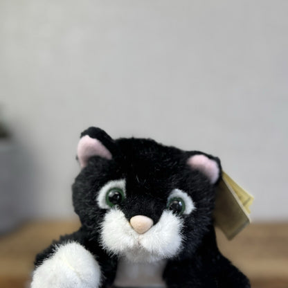 Russ Buttons The Cat Beanie - Black Cat White Paws - Vintage Kitty Plush 9"