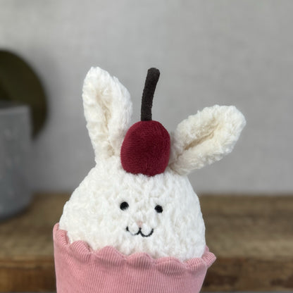 Jellycat Dainty Dessert Bunny Cupcake - Cute Bunny Cupcake Soft Toy Beanie 7”