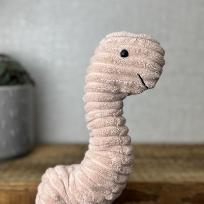 Jellycat Waldo Worm - Pink Wiggly Worm Pink Cordy Medium Retired Beanie 15”