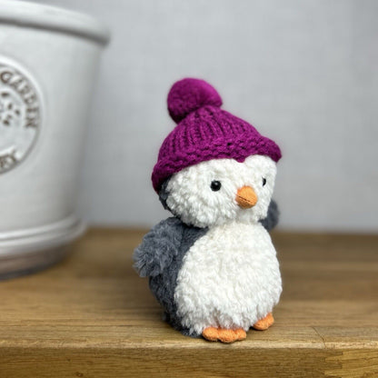 Jellycat Wee Winter Penguin -  Pink Fuchsia - Bobble Hat Penguin Tiny Plush 5”