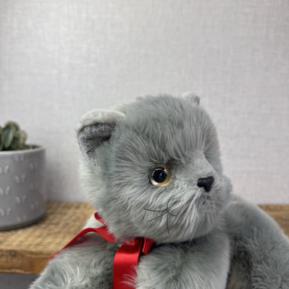 TY Beanie Buddy - BEANI Grey Fluffy Cat (Paper Tag Damaged) Amazing Rare 11"