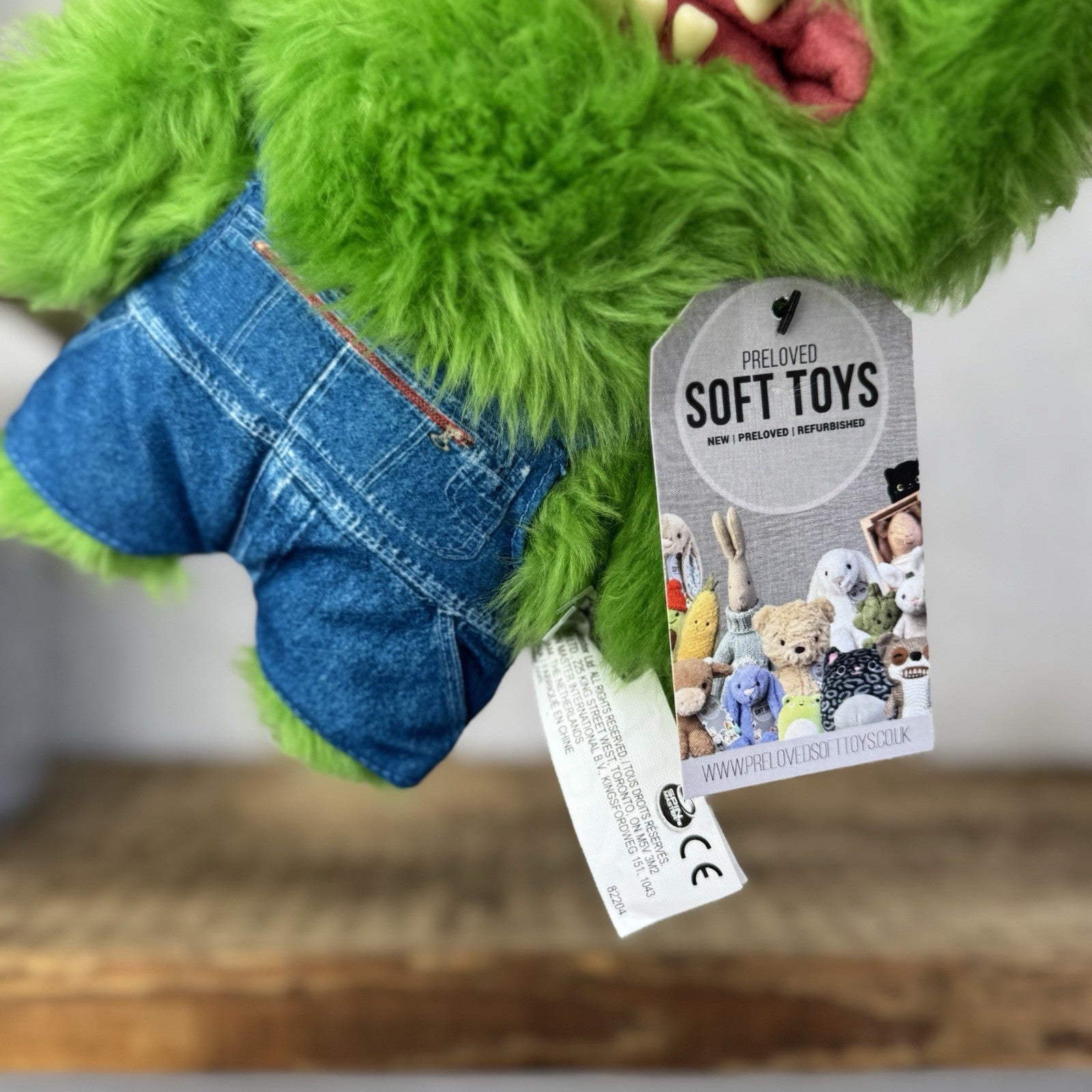 Fuggler Old Mcfuggler - Green Fluffy Funny Ugly Monster In Dungarees Retired