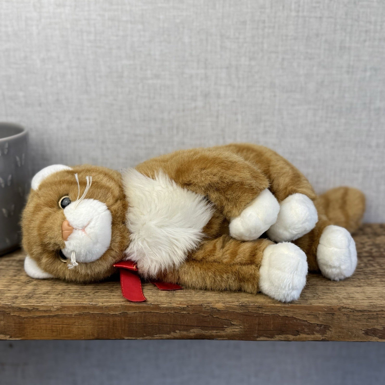 TY Classic Plush "Kitty" Orange Ginger Tabby Cat Beanie Large Seated Retired