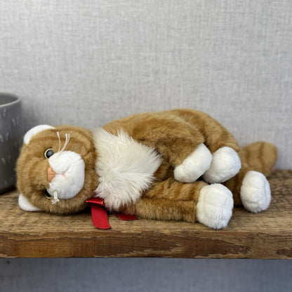 TY Classic Plush "Kitty" Orange Ginger Tabby Cat Beanie Large Seated Retired
