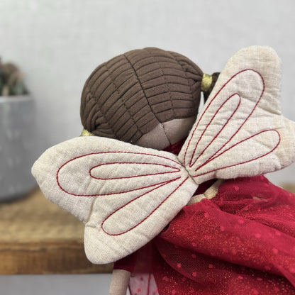 Mamas & Papas Ruby Fairy Doll - Christmas Fairy Doll Red/Gold Rag Doll Retired
