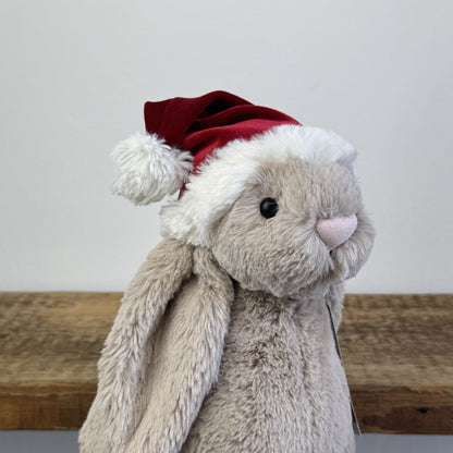 Jellycat Bashful Christmas Bunny - Beige Bashful Bunny With Christmas Hat 12"