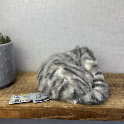 Russ Berrie Grey Tabby Cat Shadow Blue Eyes Sleeping Soft Toy Vintage Beanie