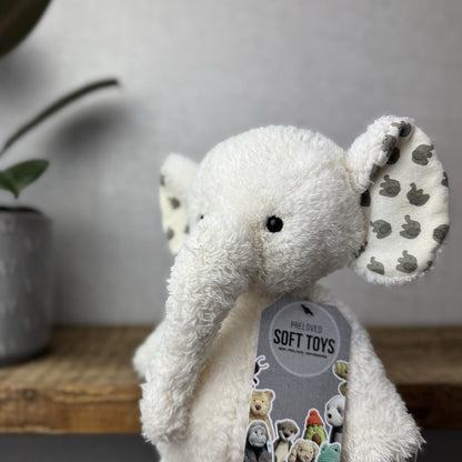 Jellycat Little Moonbeam Elly - Nugget Elephant White Textured Retired 12”