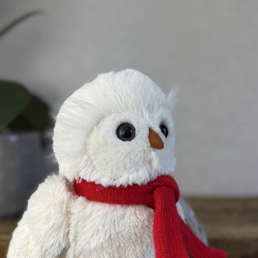 Jellycat John Lewis Exclusive - Medium Bashful Owl In Scarf - Owl Beanie 9”