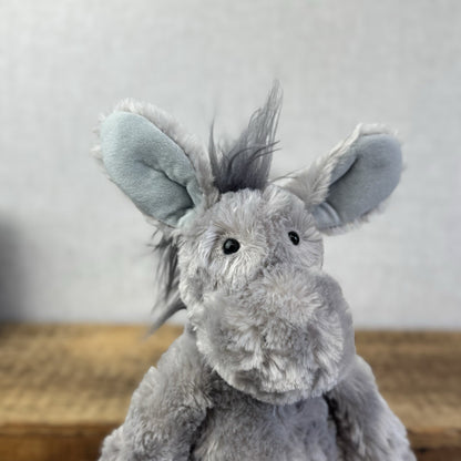 Laura Ashley Donkey Plushie Soft Toy - Textured Grey Floppy Beanie Donkey