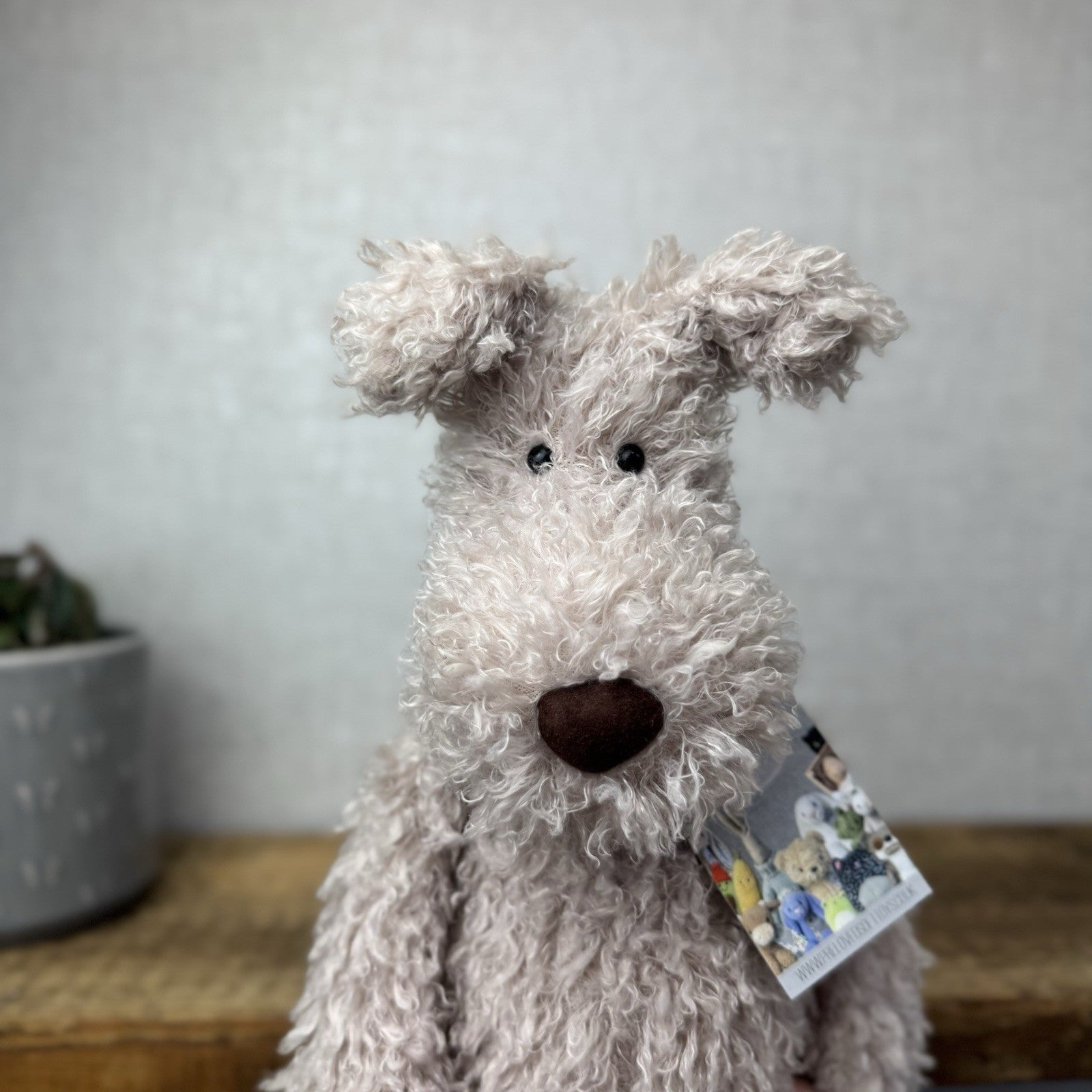 Jellycat Large Scamp Pup - Curly Beige Terrier Soft Toy Beanie Vintage 18"