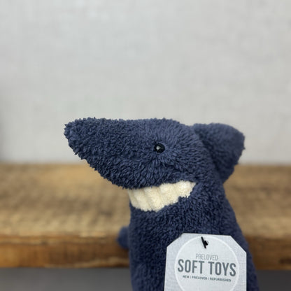 Jellycat Small Toothy Shark - Small Smiley Rare Retired Beanie Blue Shark 9"