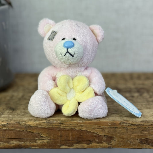 Blue Nose Friends Cuddles #49 - Mini Pink Bear Beanie With Flower Collectible 5"