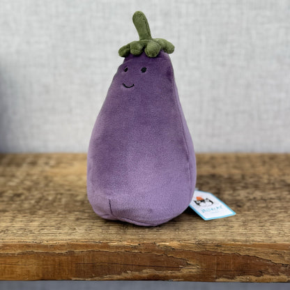 Jellycat Vivacious Aubergine - Small Purple Velour Beanie Vegetable Play 7" NWT
